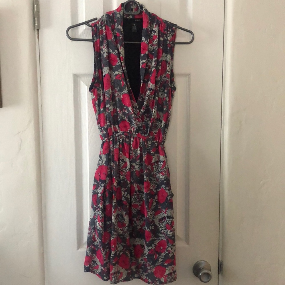Tie Waist Floral & Lace Print Dress with Pockets